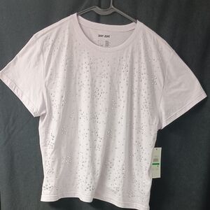 DKNY Jeans Lilac Mist Embellished Tee XL